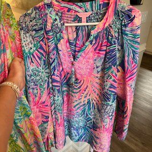Lilly Pulitzer Elsa Silk Top Gypset Paradise Sz Medium